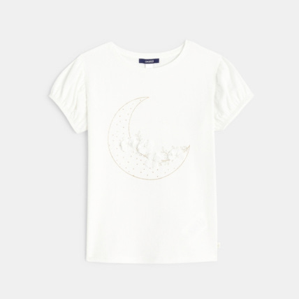 Avis T-shirt à manches bouffantes et motif lune blanc fille OKAIDI 1