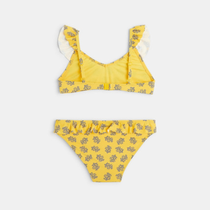 Avis Maillot de bain bikini imprimé corail jaune fille OKAIDI 2