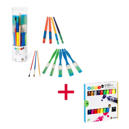Avis Lot 18 tubes de gouache à effets et 12 pinceaux Oxybul 1