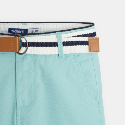 Avis Bermuda slim en toile + ceinture bleu garçon OKAIDI 2