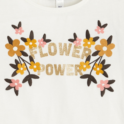 Avis T-shirt manches courtes Flower Power blanc fille OKAIDI 2