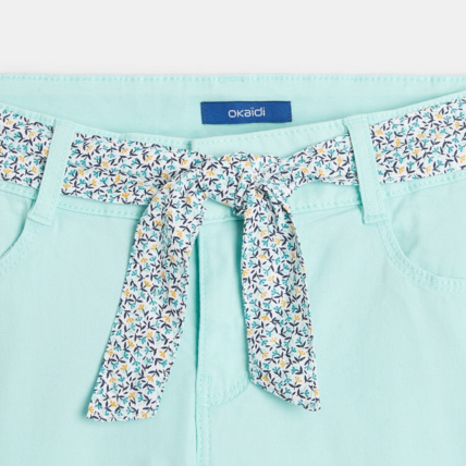 Avis Bermuda en toile unie + ceinture bleu fille OKAIDI 3