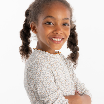 Avis T-shirt côtelé imprimé gris fille OKAIDI 1
