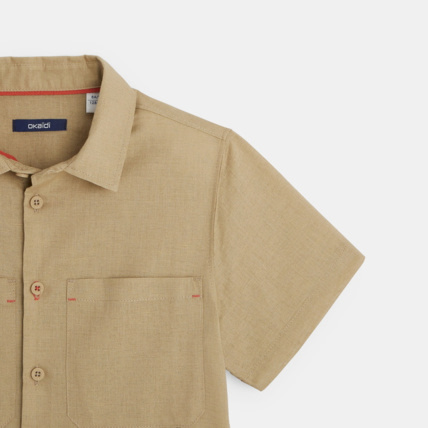 Avis Chemise manches courtes unie beige garçon OKAIDI 3