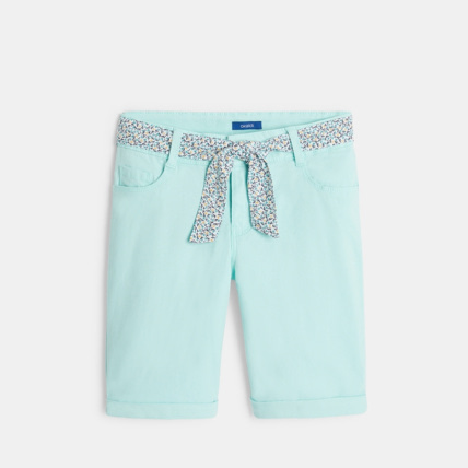 Avis Bermuda en toile unie + ceinture bleu fille OKAIDI 2