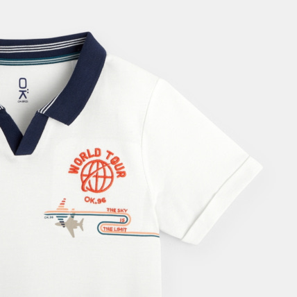 Avis Polo manches courtes "World Tour" blanc garçon OKAIDI 2