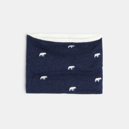 Avis Snood en tricot doublé polaire + motifs brodés bleu garçon OKAIDI 1