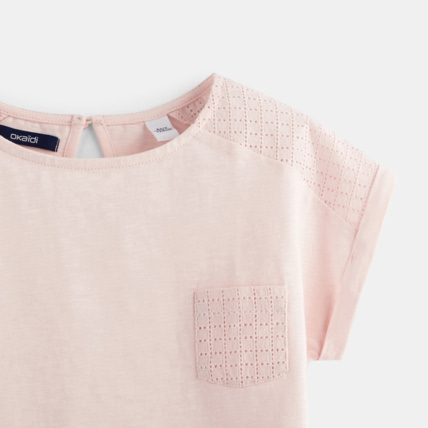 Avis T-shirt détail ajouré rose fille OKAIDI 3