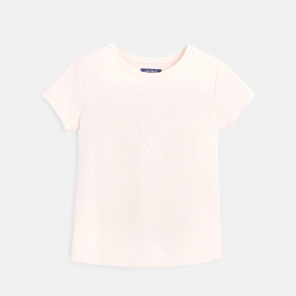 Avis T-shirt manches courtes à motif irisé Fleur rose fille OKAIDI 1