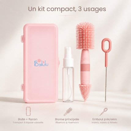 Avis Brosse de nettoyage 3 en 1 pour tire-lait et biberons Balulu 2