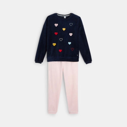 Avis Pyjama en velours à coeurs bleu fille OKAIDI 1
