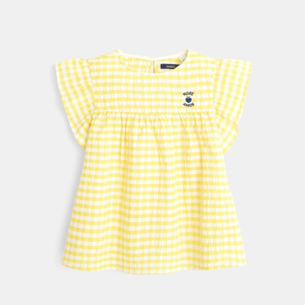 Avis Blouse à carreaux et manches volantées jaune fille OKAIDI 1