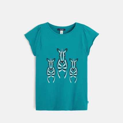 Avis T-shirt imprimé animaux zèbres vert fille OKAIDI 1