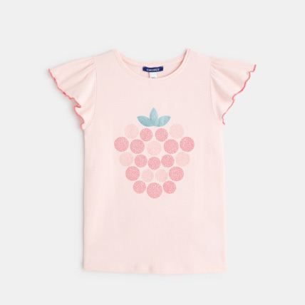 Avis T-shirt à motif fruité "fraise" rose fille OKAIDI 1