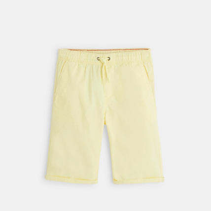 Avis Bermuda slim en toile unie jaune garçon OKAIDI 1