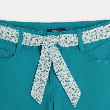 Avis Bermuda en toile et ceinture ruban vert fille OKAIDI 2