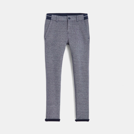 Avis Pantalon chino slim en nid d'abeille turquoise garçon OKAIDI 1