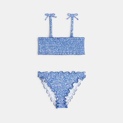 Avis Maillot de bain 2 pièces à fleurs bleu fille OKAIDI 2