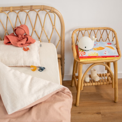 Avis Parure de lit bébé réversible, housse de couette et taie d'oreiller en Lin lavé Sevira Kids 8