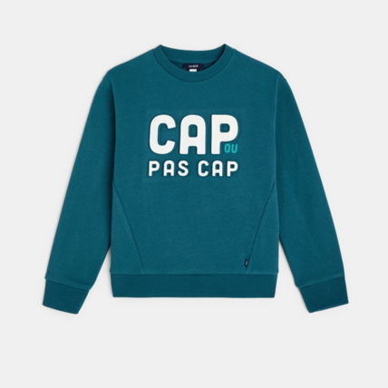 Avis Sweat-shirt à message "Cap ou pas Cap" bleu garçon OKAIDI 1