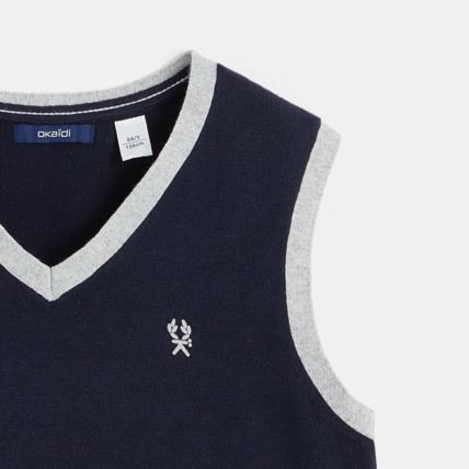 Avis Pull débardeur tricot fin bleu garçon OKAIDI 2