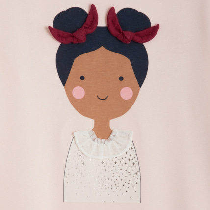 Avis T-shirt col roulé à motif fantaisie rose fille OKAIDI 2