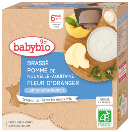 Avis Brassé au Lait de Vache français - Pomme de Provence Fleur d'Oranger Babybio 1