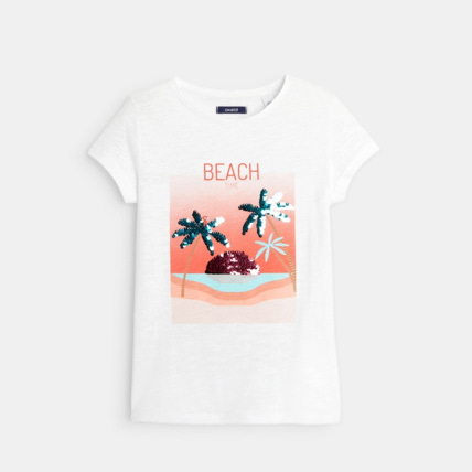 Avis T-shirt sequins magiques palmiers fille OKAIDI 1