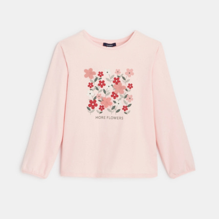 Avis T-shirt amusant à personnaliser "more flowers" rose fille OKAIDI 1