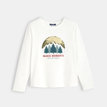 Avis T-shirt de Noël blanc fille OKAIDI 1