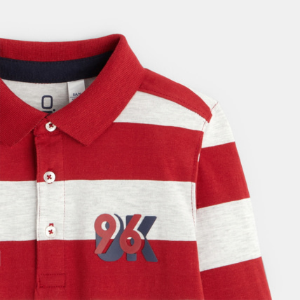 Avis Polo rayé à manches longues OK96 rouge garçon OKAIDI 3