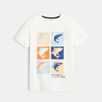 Avis T-shirt à motifs requins blanc garçon OKAIDI 1
