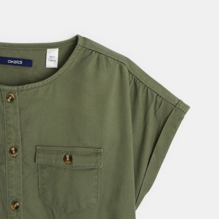 Avis Robe boutonnée en twill verte fille OKAIDI 3