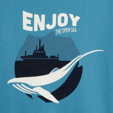 Avis T-shirt manches longues à message et motif baleine bleu garçon OKAIDI 3