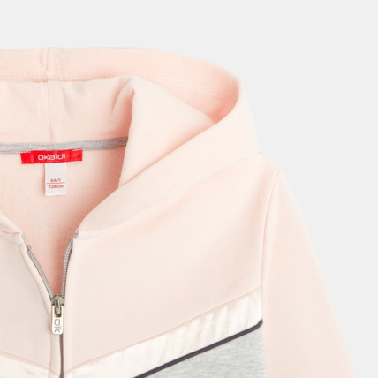 Avis Sweat zippé bicolore bande satin gris fille OKAIDI 3
