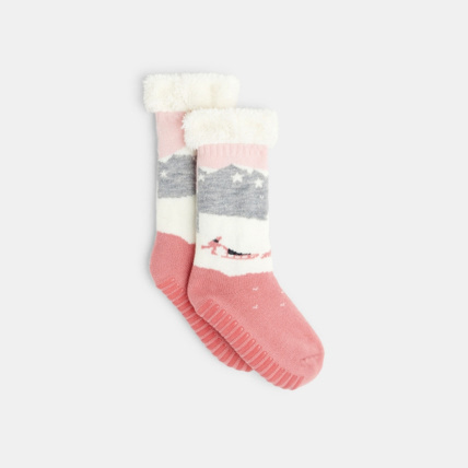Avis Chaussettes montantes antidérapantes roses fille OKAIDI 1