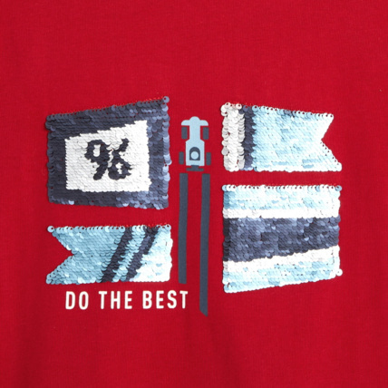Avis T-shirt avec drapeaux en sequins rouge garçon OKAIDI 3