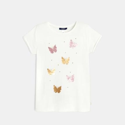 Avis T-shirt papillons à sequins magiques rose fille OKAIDI 1