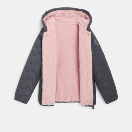 Avis Blouson matelassé et moumoute réversible gris fille OKAIDI 3