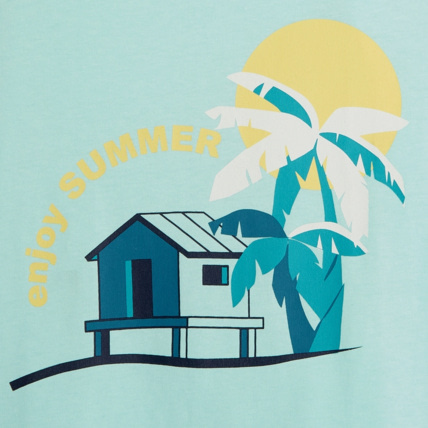 Avis Débardeur à motif et message "enjoy summer" turquoise garçon OKAIDI 3