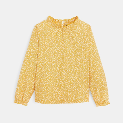 Avis Blouse imprimée à col collerette jaune fille OKAIDI 1