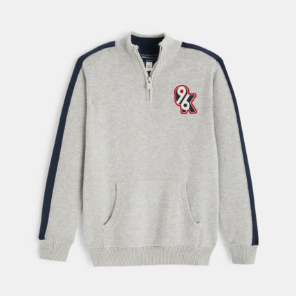 Avis Pull à col montant zippé gris garçon OKAIDI 1
