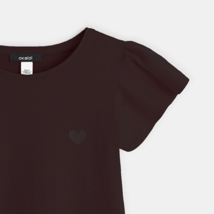 Avis T-shirt à manches courtes volantées noir fille OKAIDI 3