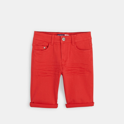 Avis Bermuda slim en toile hyper-stretch rouge garçon OKAIDI 1