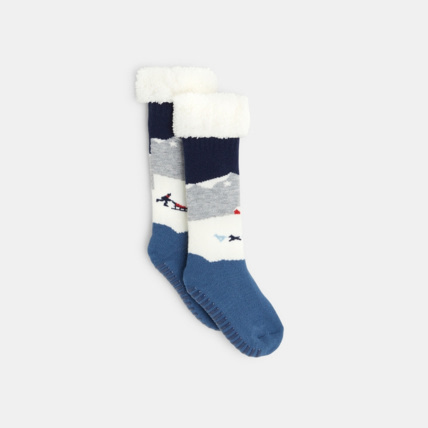 Avis Chaussettes montantes antidérapantes bleues garçon OKAIDI 1