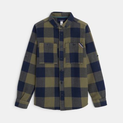 Avis Chemise manches longues à grands carreaux verte garçon OKAIDI 1