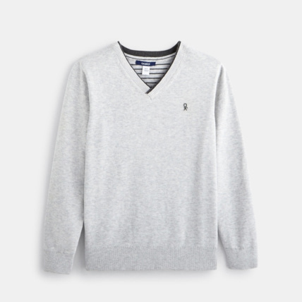 Avis Pull col V gris garçon OKAIDI 1