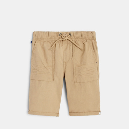Avis Bermuda chic en lin mélangé beige garçon OKAIDI 1