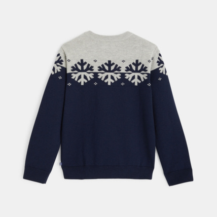 Avis Pull col rond motif flocon bleu garçon OKAIDI 3