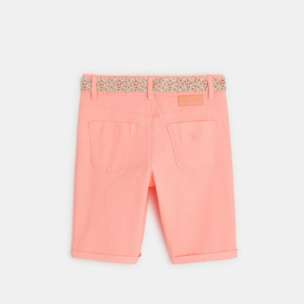 Avis Bermuda en toile et ceinture ruban rose fille OKAIDI 3